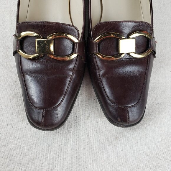 Joan & David Circa Comfort 365 Nadina Brown Leather Heeled Loafers Size 6.5 - Picture 2 of 11